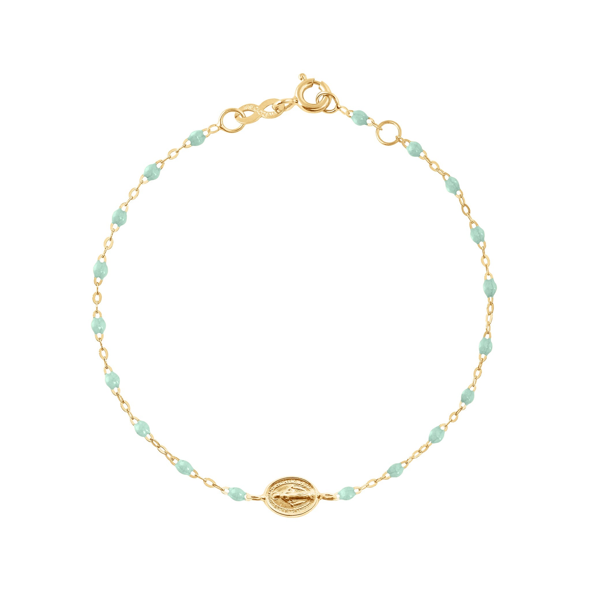 Baby Madone Charm Classic Gigi Jade bracelet, Yellow Gold, 5.1 ...