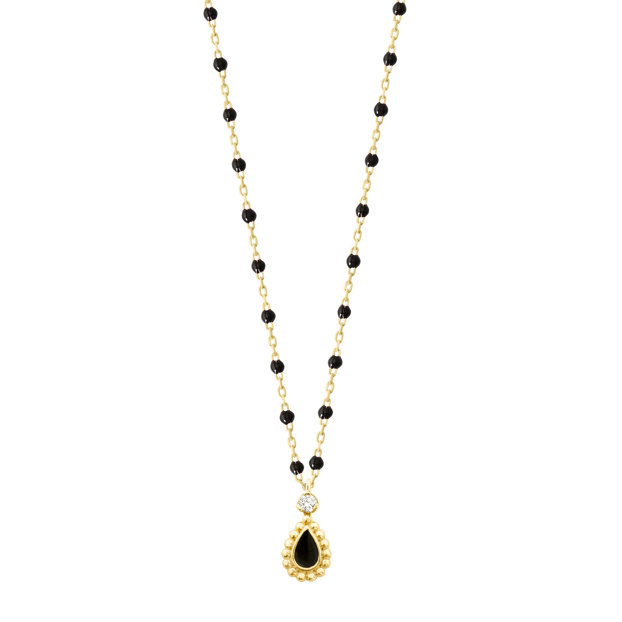 Gigi Clozeau - Black Mini Lucky Cashmere Necklace, Yellow Gold, 16.5"