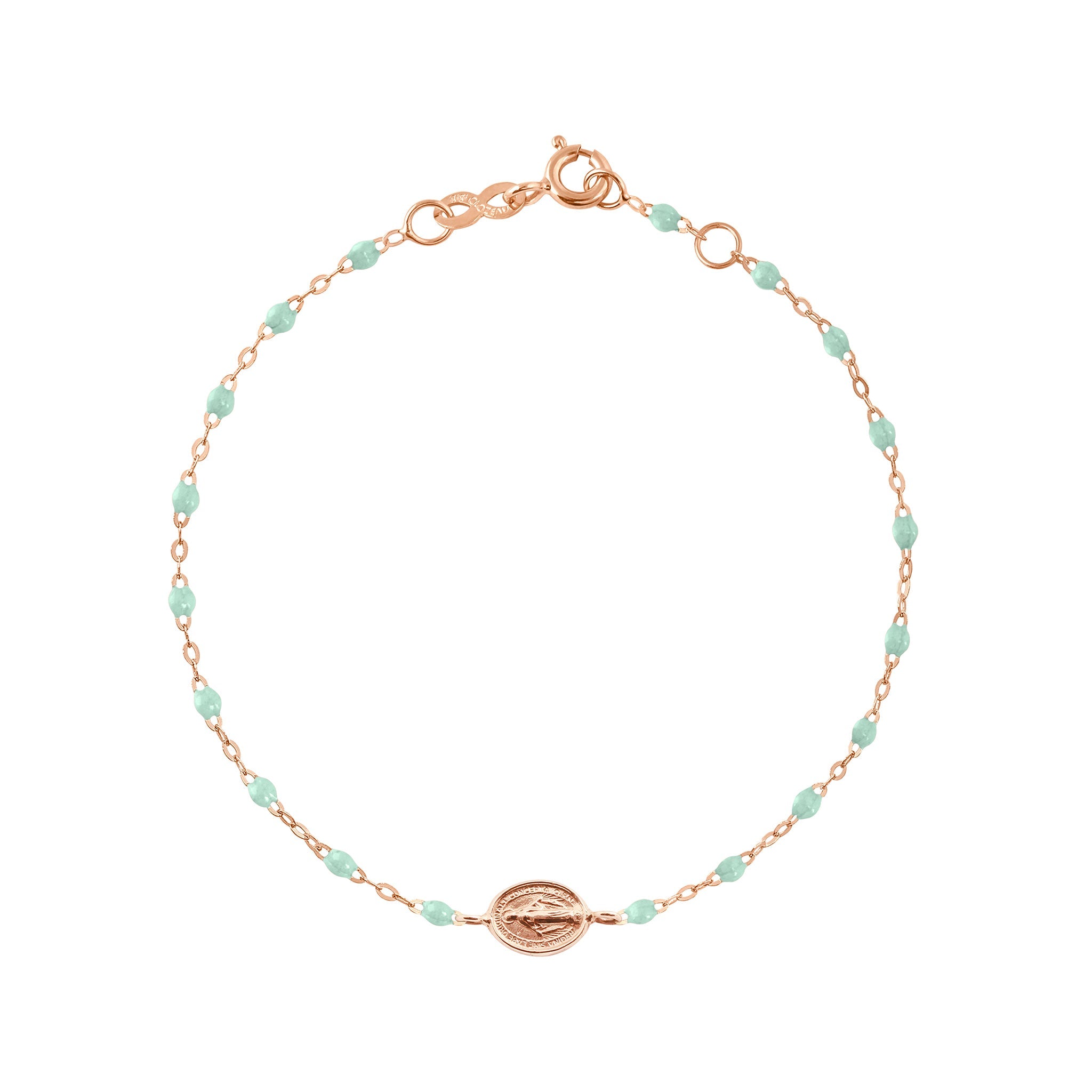 Gigi Clozeau - Child Madone Charm Classic Gigi Jade bracelet, Rose Gold, 5.9"