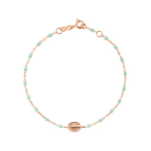 Gigi Clozeau - Child Madone Charm Classic Gigi Jade bracelet, Rose Gold, 5.9"