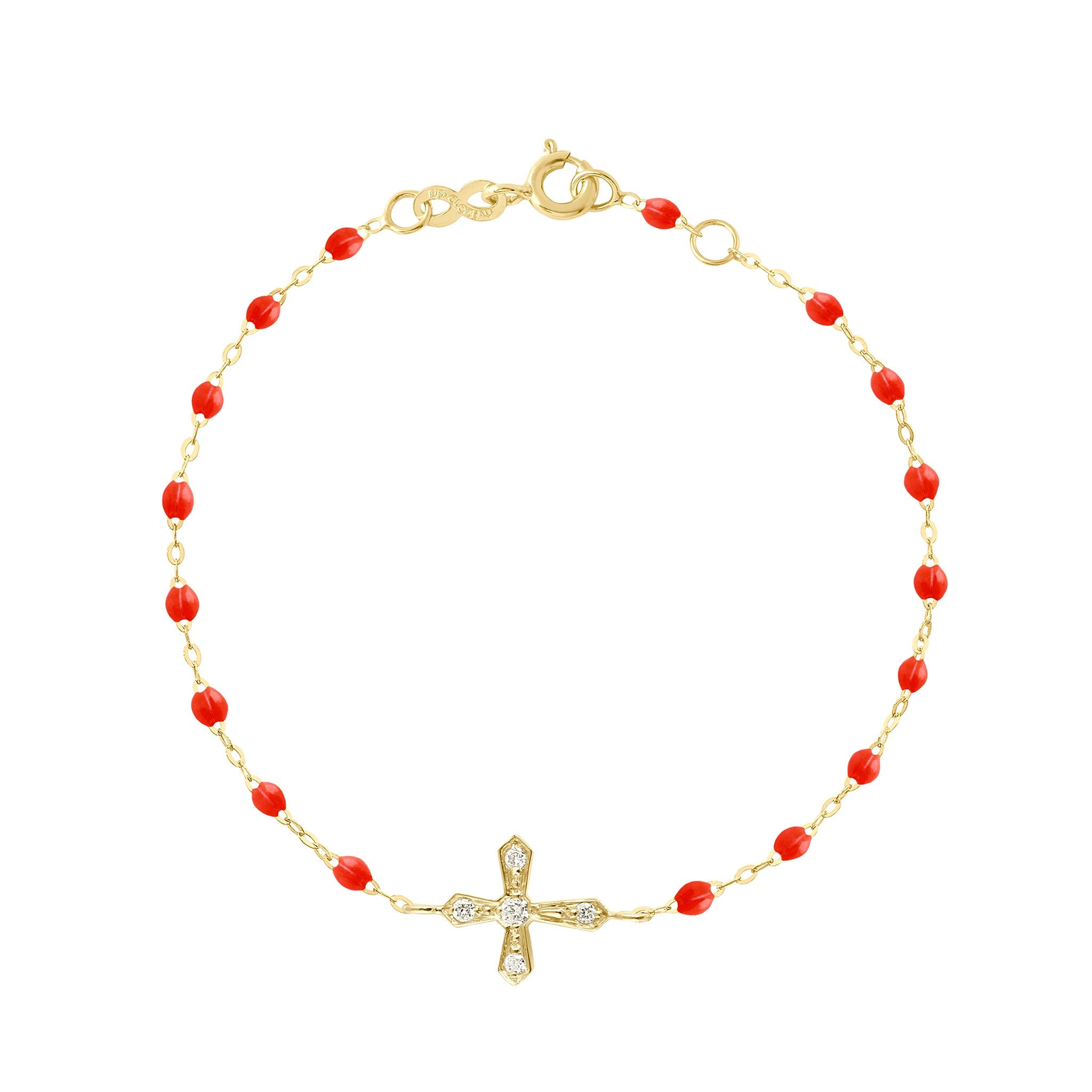 Classic Cross Vintage Diamond Coral bracelet, Yellow Gold, 6.7