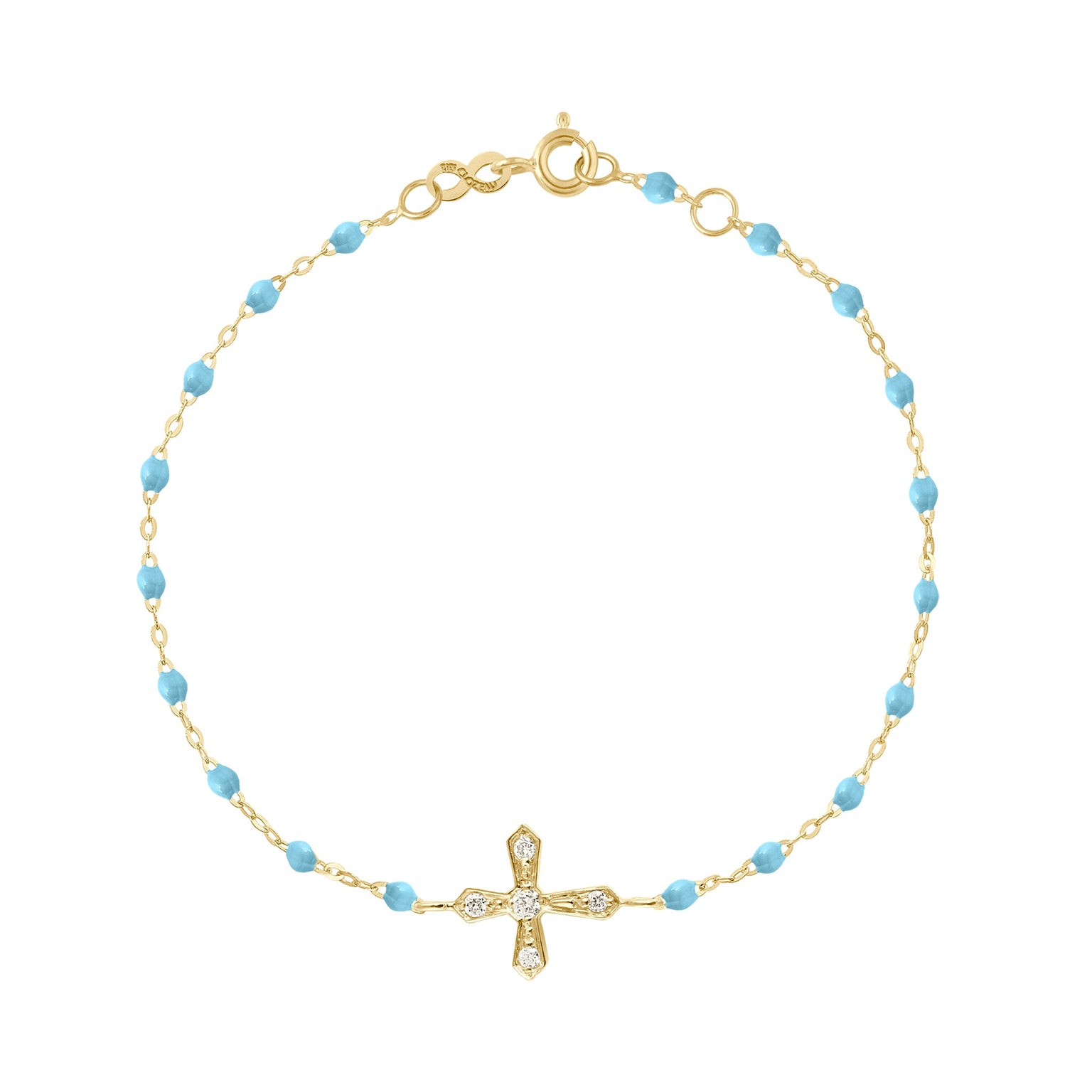 Classic Cross Vintage Diamond Turquoise bracelet, Yellow Gold, 6.7