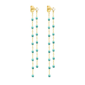 Gigi Clozeau - Classic Gigi dangling Turquoise Green diamond earrings, Yellow Gold