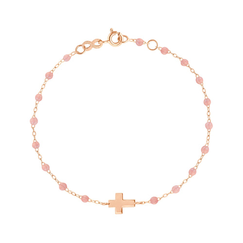 Gigi Clozeau - Cross Charm Classic Gigi Blush bracelet, Rose Gold, 6.7