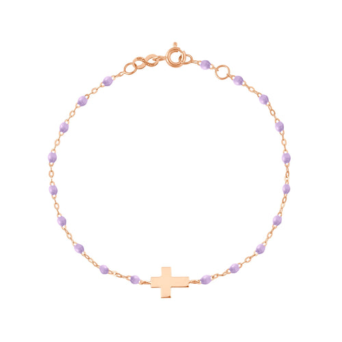 Gigi Clozeau - Cross Charm Classic Gigi Lilac bracelet, Rose Gold, 6.7