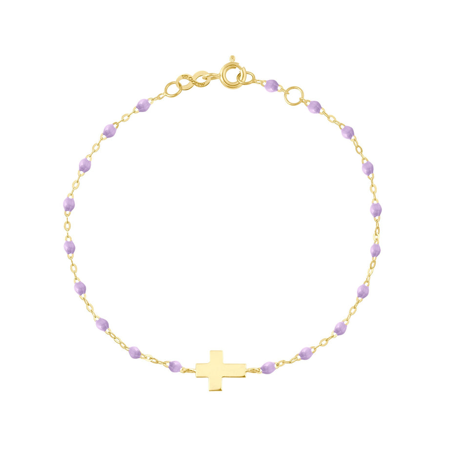 Gigi Clozeau - Cross Charm Classic Gigi Lilac bracelet, Yellow Gold, 6.7