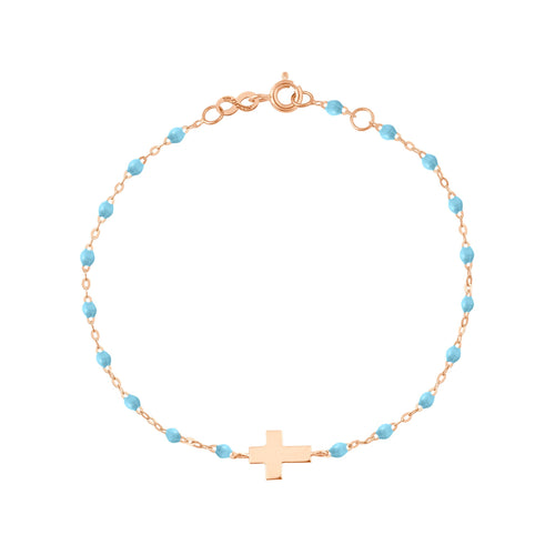 Gigi Clozeau - Cross Charm Classic Gigi Turquoise bracelet, Rose Gold, 6.7