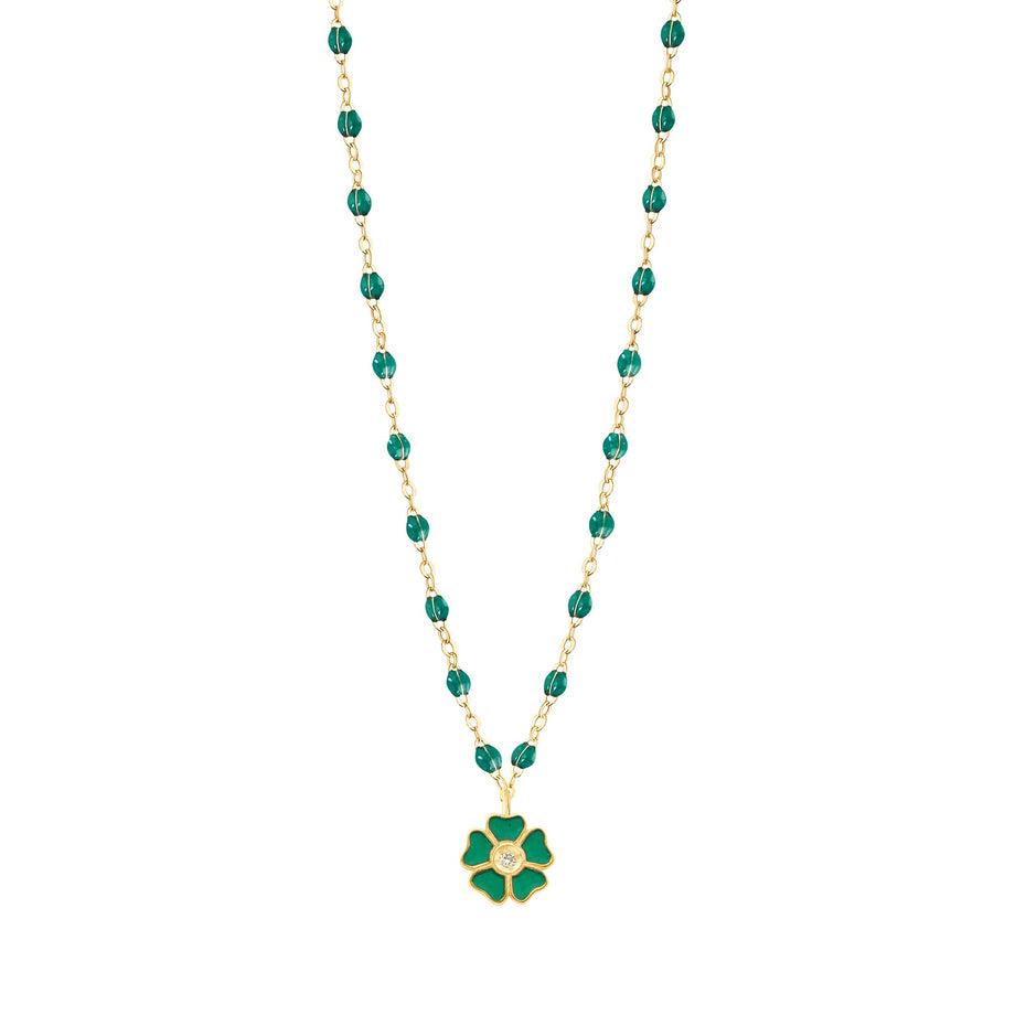 Gigi Clozeau - Flower Classic Gigi Emerald Diamond Necklace, Yellow Gold, 16.5