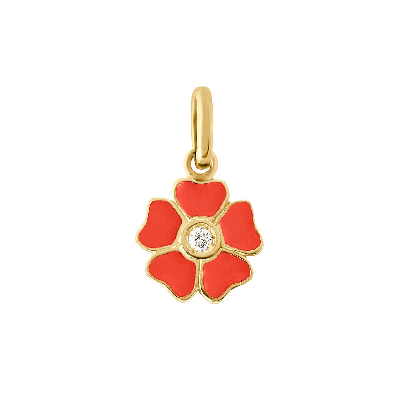 Flower Blossom Diamond Charm Pendant Necklace