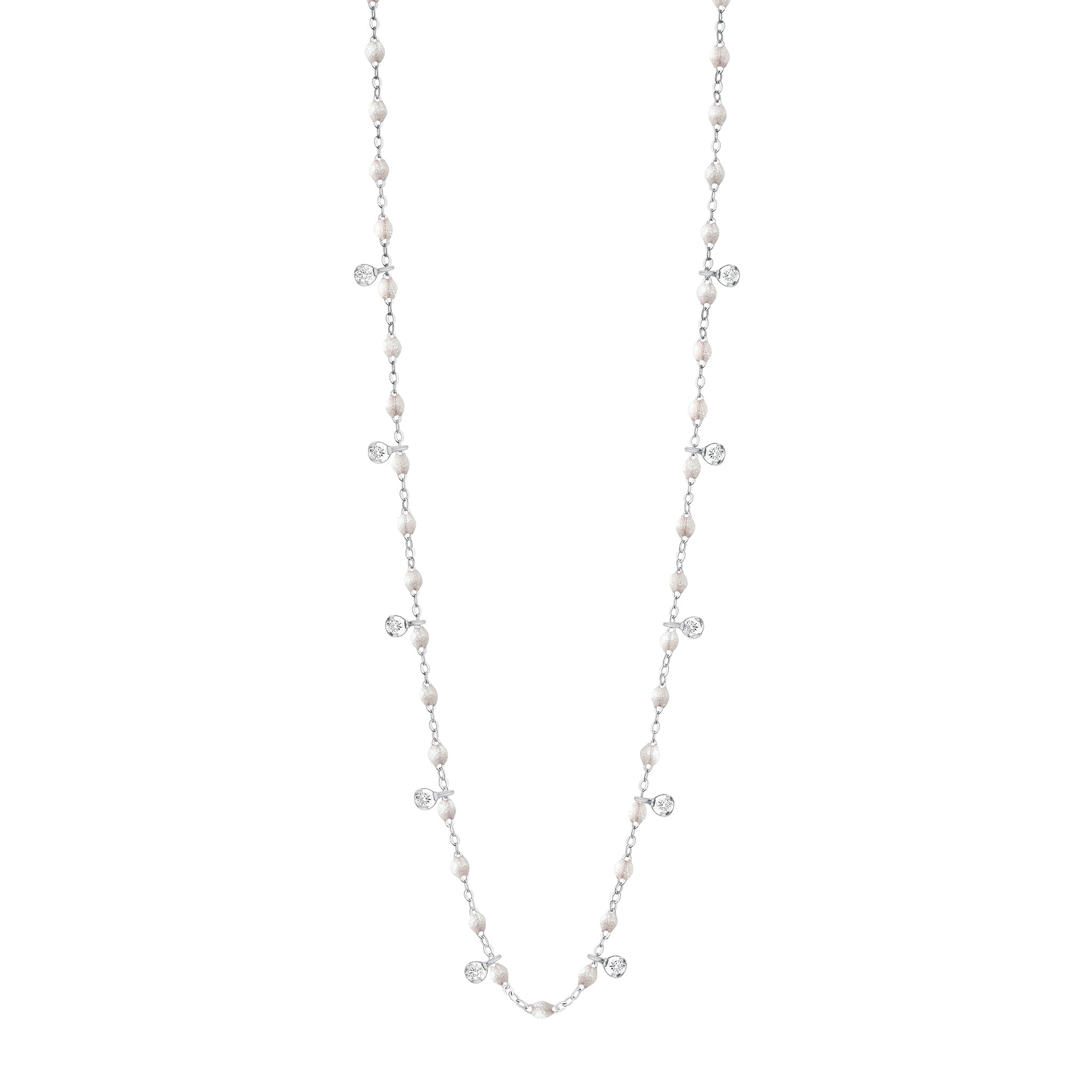 Gigi Clozeau - Gigi Supreme Classic 10 Diamond Necklace, Opal, White Gold, 23.6"