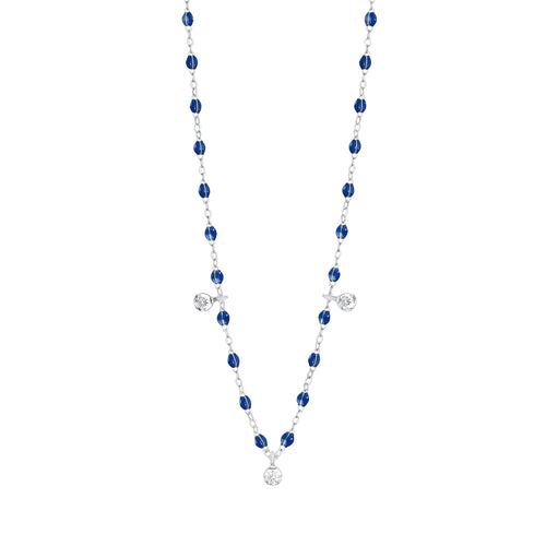 Gigi Clozeau - Gigi Supreme Classic 3 Diamond Necklace, Lapis, White Gold, 17.7