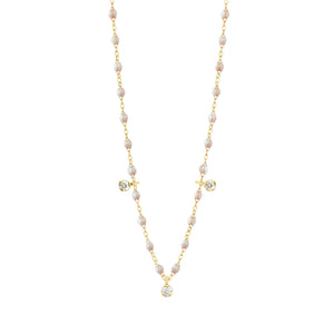 Gigi Clozeau - Gigi Supreme Classic 3 Diamond Necklace, Opal, Yellow Gold, 17.7"