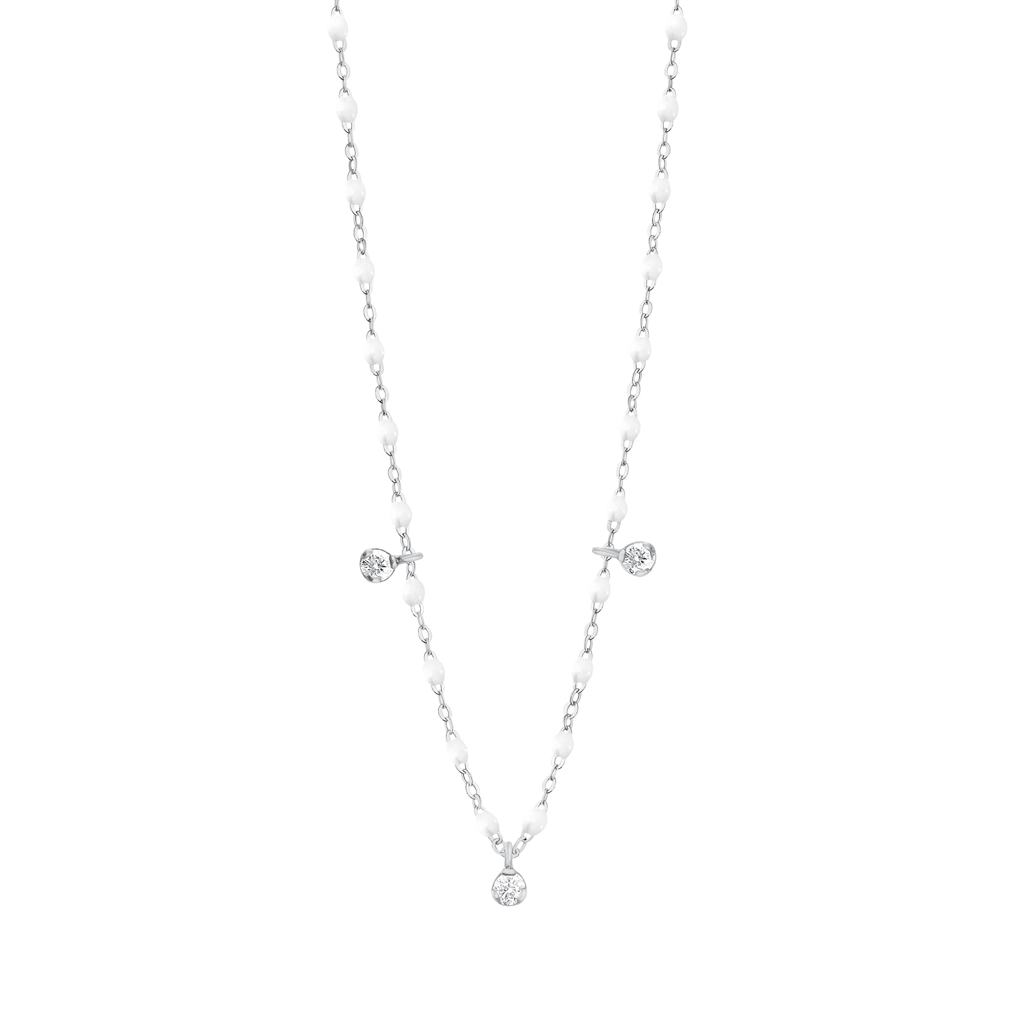 Gigi Clozeau - Gigi Supreme Classic 3 Diamond Necklace, White, White Gold, 17.7"