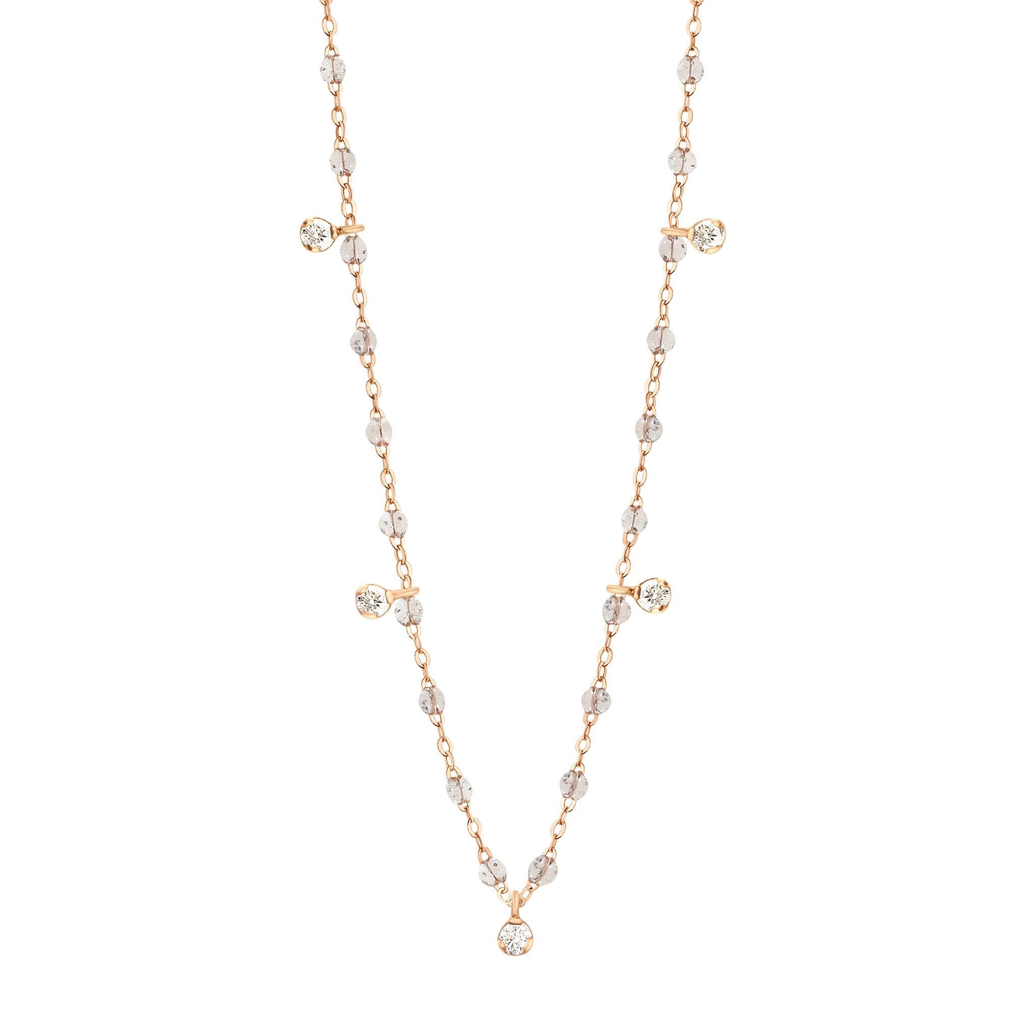 Gigi Clozeau - Gigi Supreme Classic 5 Diamond Necklace, Sparkle, Rose Gold, 17.7"