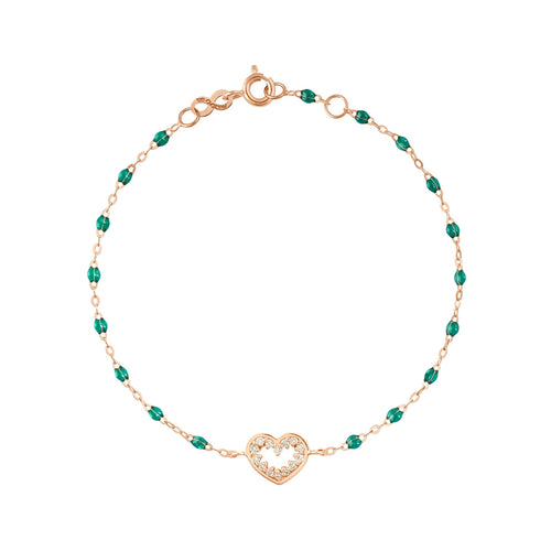 Gigi Clozeau - Heart Supreme Classic Gigi diamond bracelet, Emerald, Rose Gold, 6.7