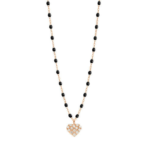 Gigi Clozeau - In Love Diamond Necklace, Black, Rose Gold, 16.5