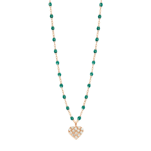 Gigi Clozeau - In Love Diamond Necklace, Emerald, Rose Gold, 16.5