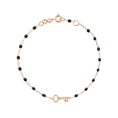 Gigi Clozeau - Key Diamond Black Bracelet, Rose Gold, 6.7