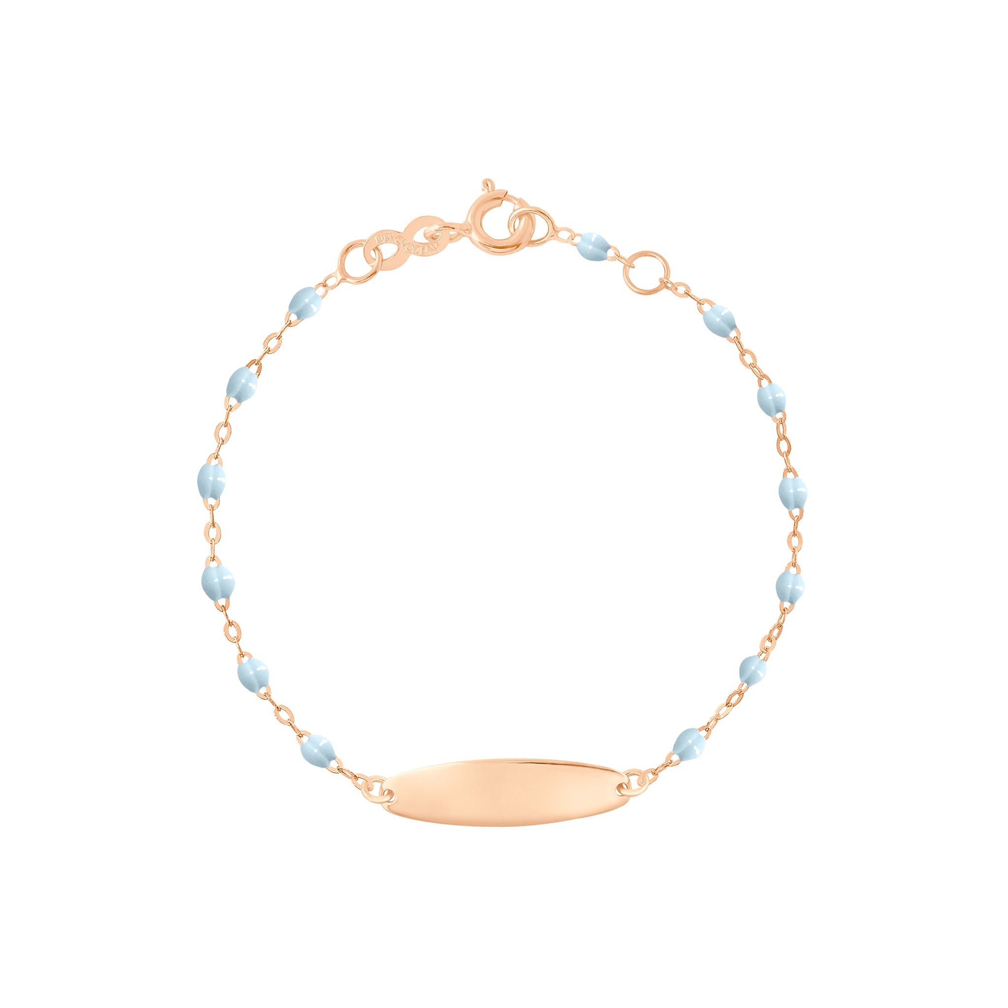 Gigi Clozeau - Little Gigi Baby Blue bracelet, Oval plaque, Rose Gold, 5.9"