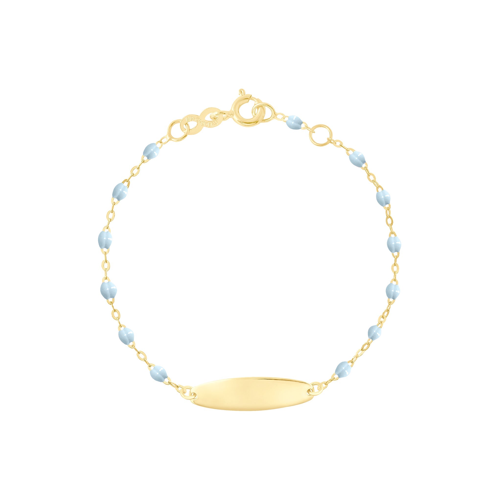 Gigi Clozeau - Little Gigi Baby Blue bracelet, Oval plaque, Yellow Gold, 5.9"