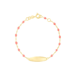 Gigi Clozeau - Little Gigi Fuchsia bracelet, Oval plaque, Yellow Gold, 5.9"