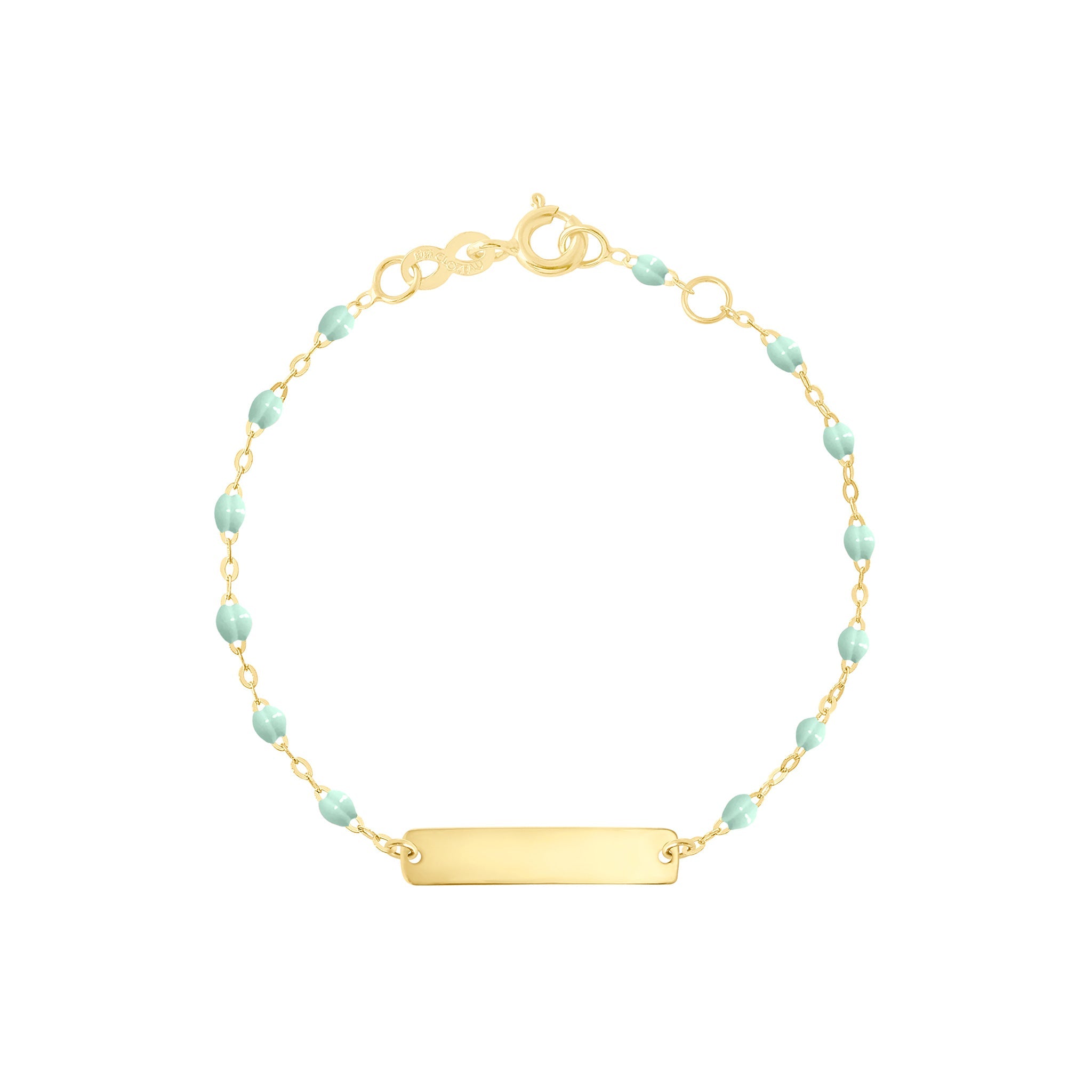 Little Gigi Jade bracelet, Rectangle plaque, Yellow Gold, 5.1