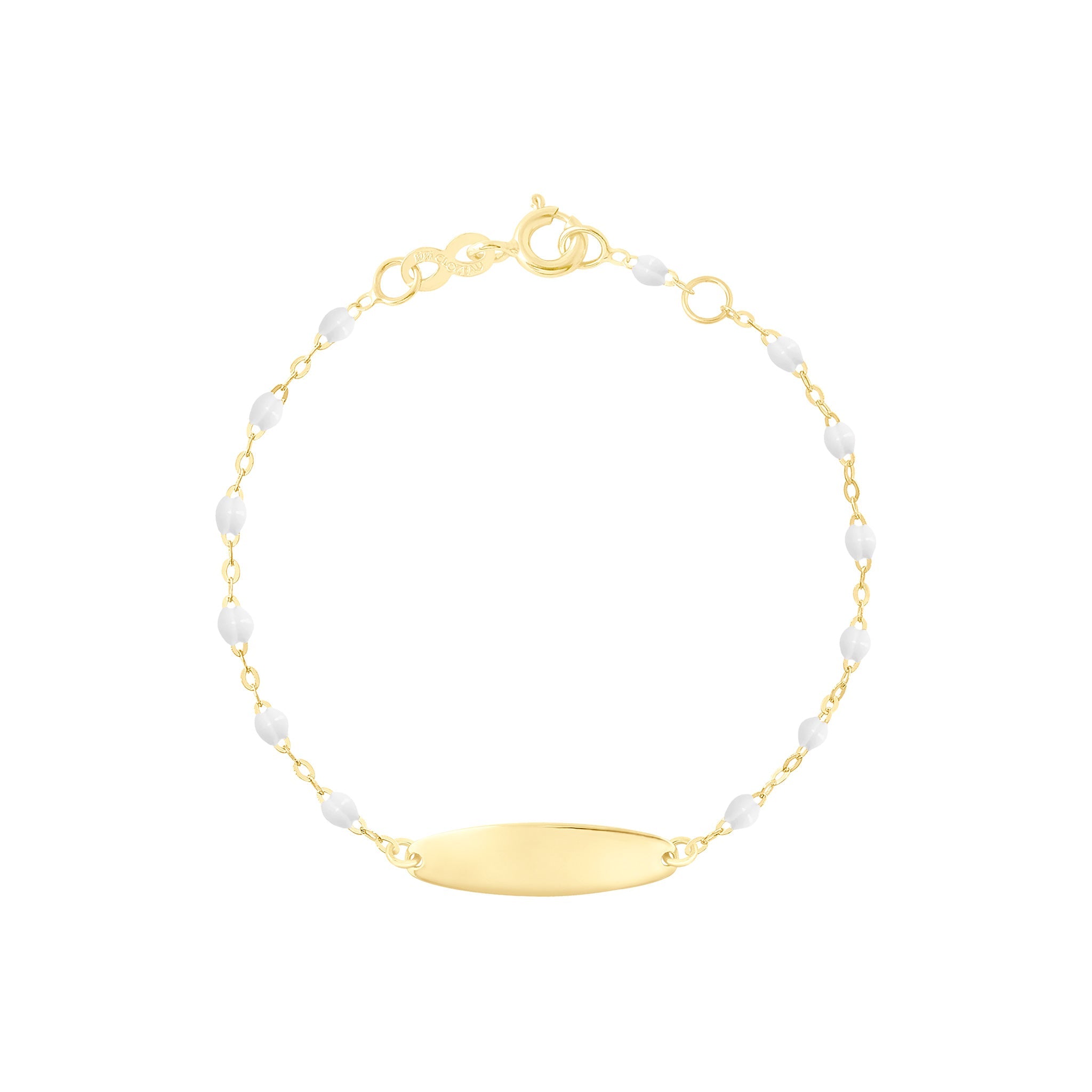 Gigi Clozeau - Little Gigi White bracelet, Oval plaque, Yellow Gold, 5.1"