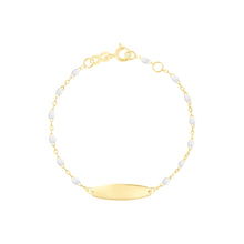 Gigi Clozeau - Little Gigi White bracelet, Oval plaque, Yellow Gold, 5.9"