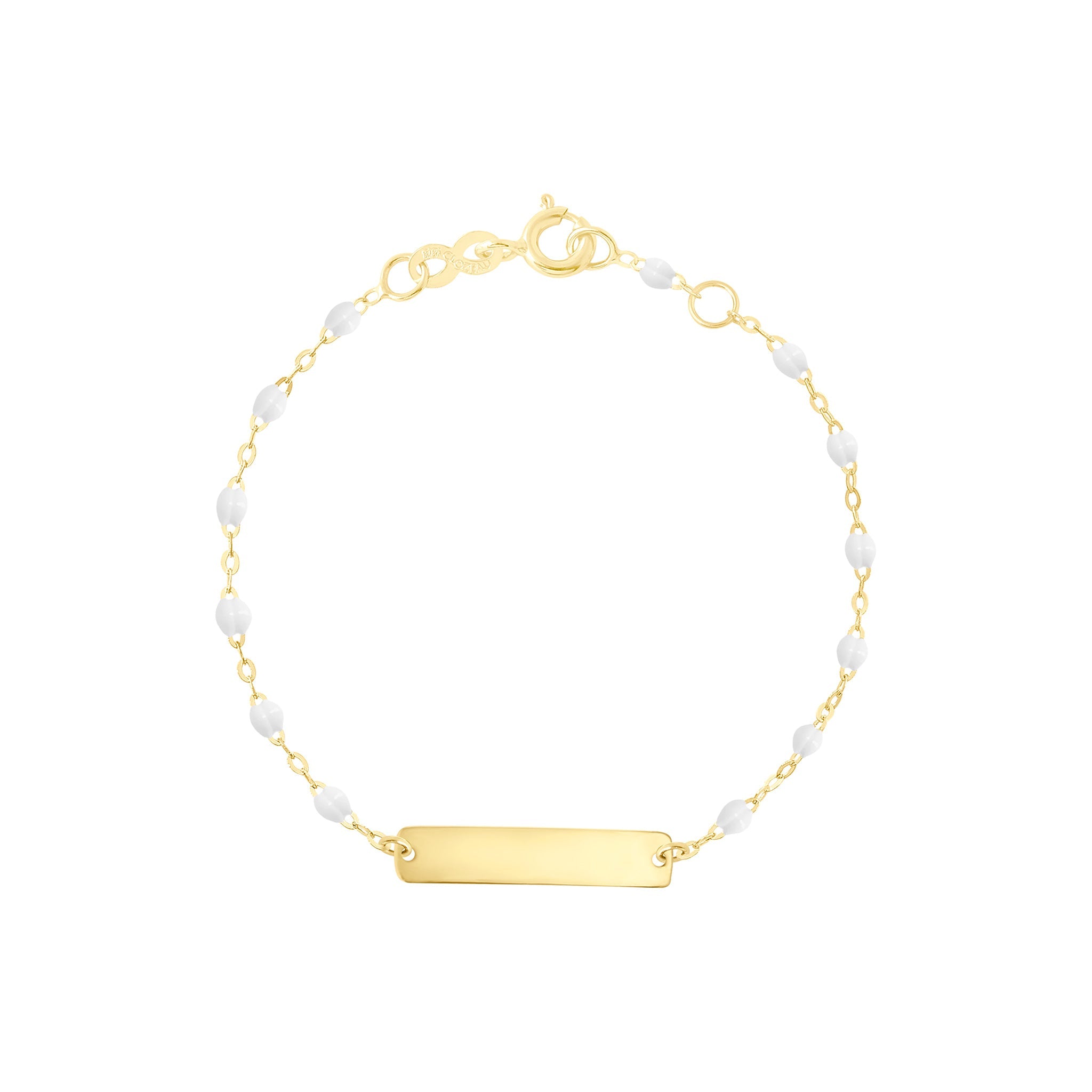 Gigi Clozeau - Little Gigi White bracelet, Rectangle plaque, Yellow Gold, 5.9"