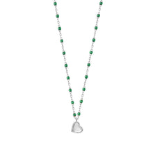 Gigi Clozeau - Lucky Heart Mini Gigi Emerald necklace, White Gold, 15.7"