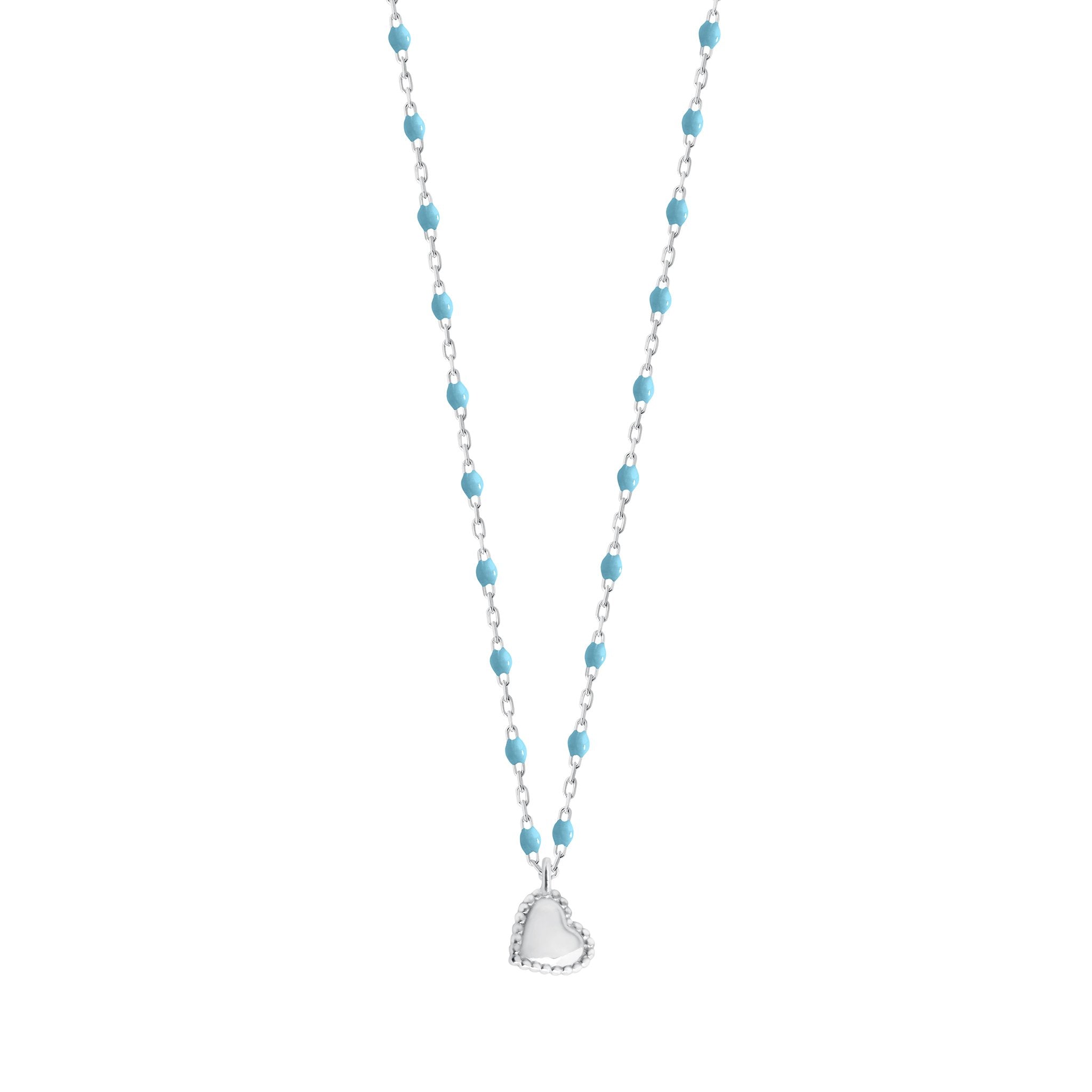 Gigi Clozeau - Lucky Heart Mini Gigi Turquoise necklace, White Gold, 15.7"