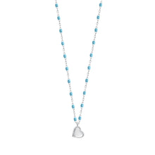 Gigi Clozeau - Lucky Heart Mini Gigi Turquoise necklace, White Gold, 15.7"