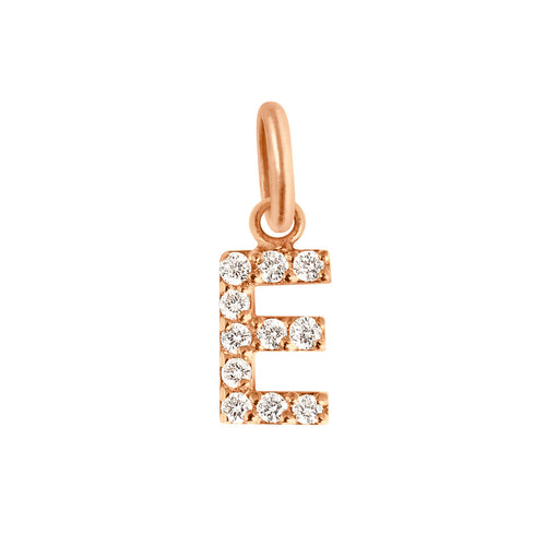 Gigi Clozeau - Lucky Letter E Diamond Pendant, Rose Gold