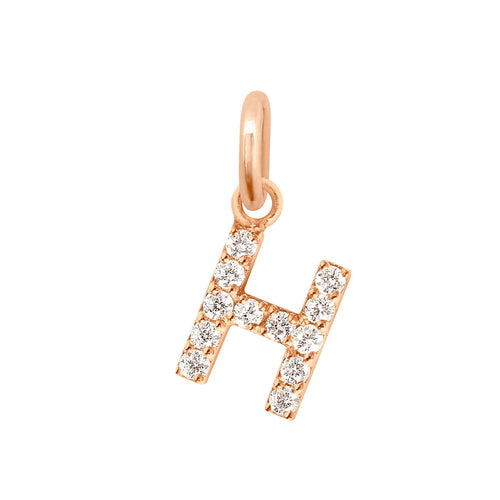 Gigi Clozeau - Lucky Letter H Diamond Pendant, Rose Gold