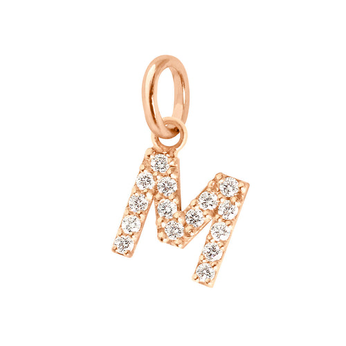 Gigi Clozeau - Lucky Letter M Diamond Pendant, Rose Gold