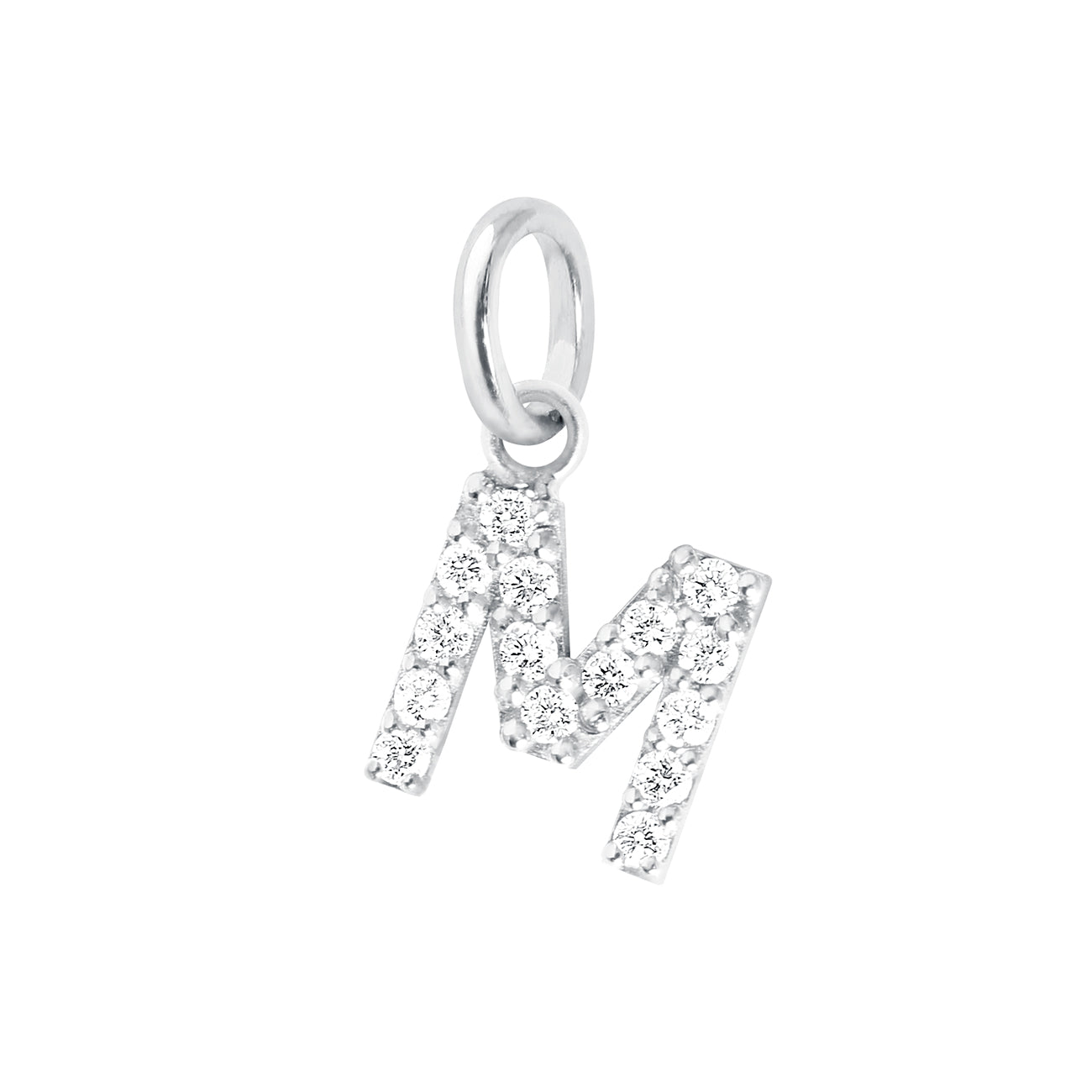 Gigi Clozeau - Lucky Letter M Diamond Pendant, White Gold