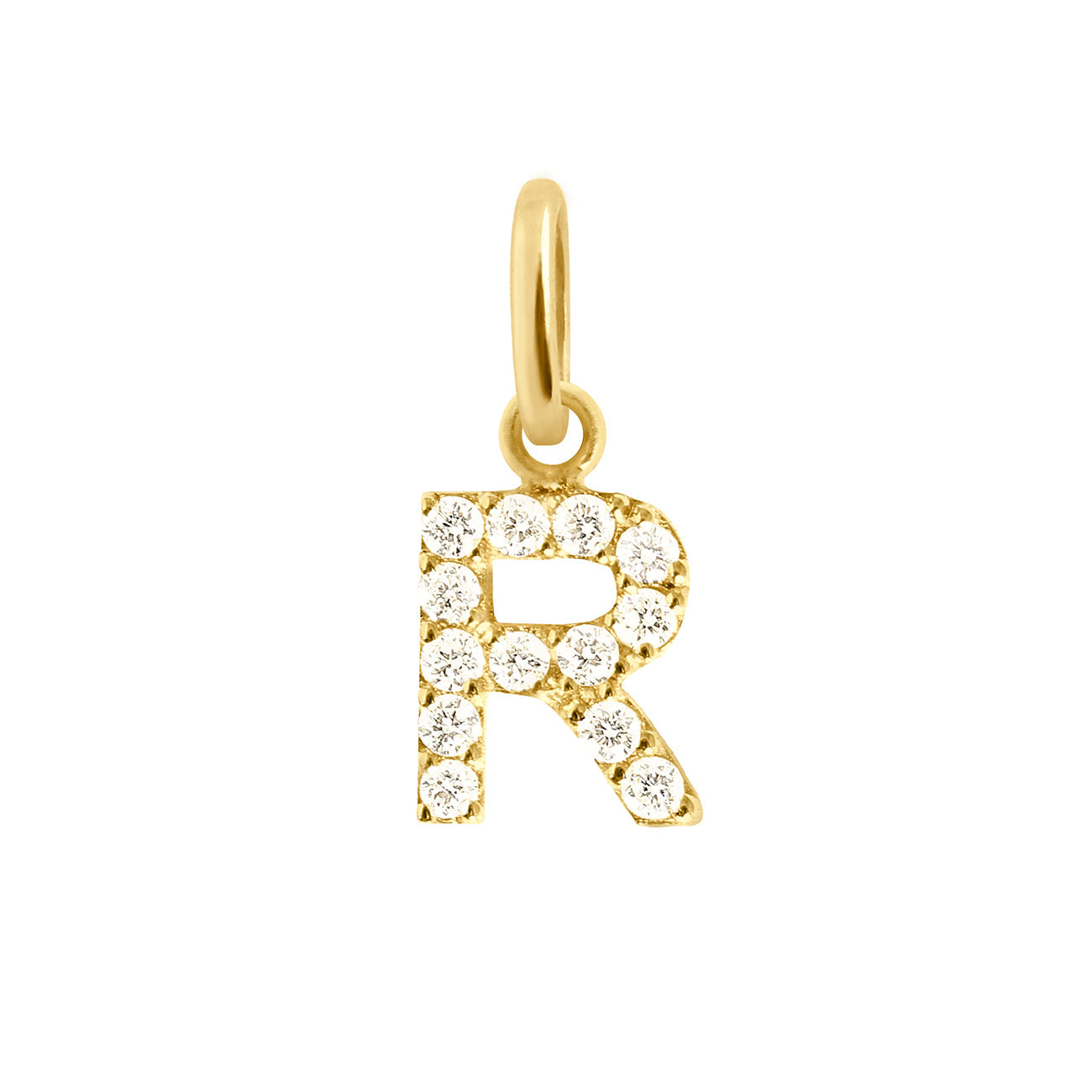 Gigi Clozeau - Lucky Letter R Diamond Pendant, Yellow Gold