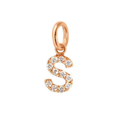 Gigi Clozeau - Lucky Letter S Diamond Pendant, Rose Gold