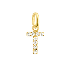 Gigi Clozeau - Lucky Letter T Diamond Pendant, Yellow Gold