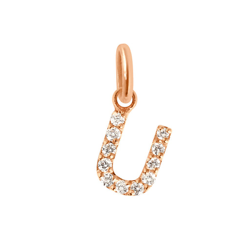 Gigi Clozeau - Lucky Letter U Diamond Pendant, Rose Gold