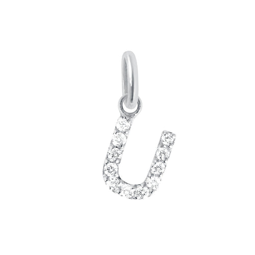 Gigi Clozeau - Lucky Letter U Diamond Pendant, White Gold