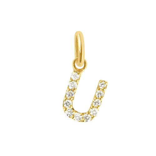 Gigi Clozeau - Lucky Letter U Diamond Pendant, Yellow Gold