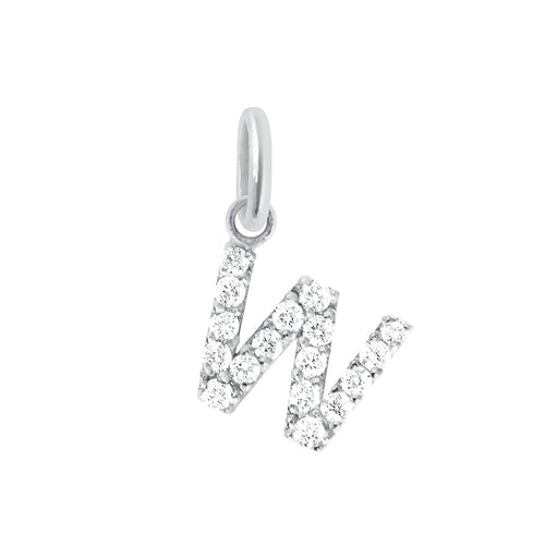 Gigi Clozeau - Lucky Letter W Diamond Pendant, White Gold