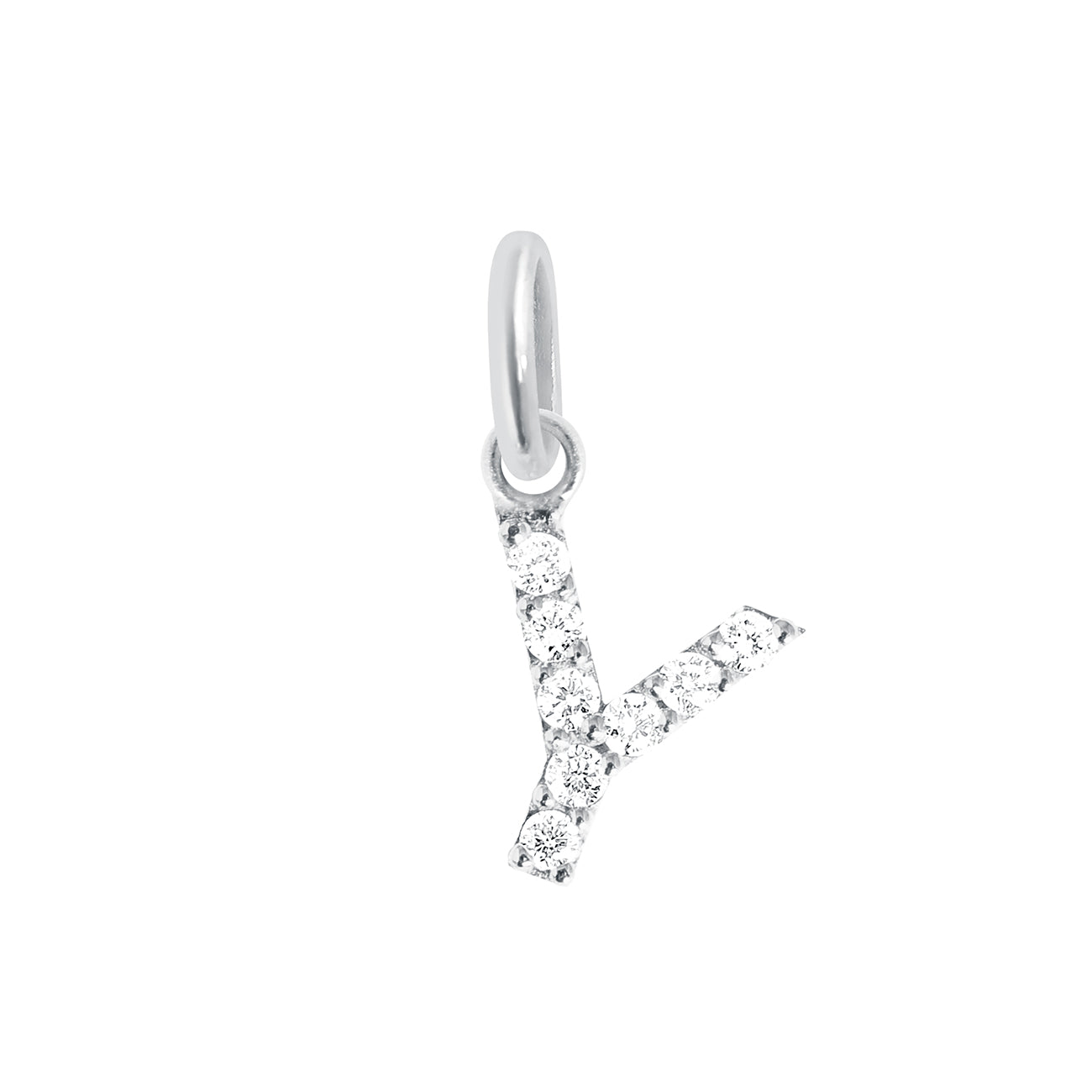 Gigi Clozeau - Lucky Letter Y Diamond Pendant, White Gold