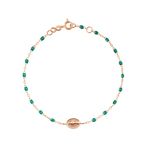 Gigi Clozeau - Madone Charm Classic Gigi Emerald bracelet, Rose Gold, 6.7