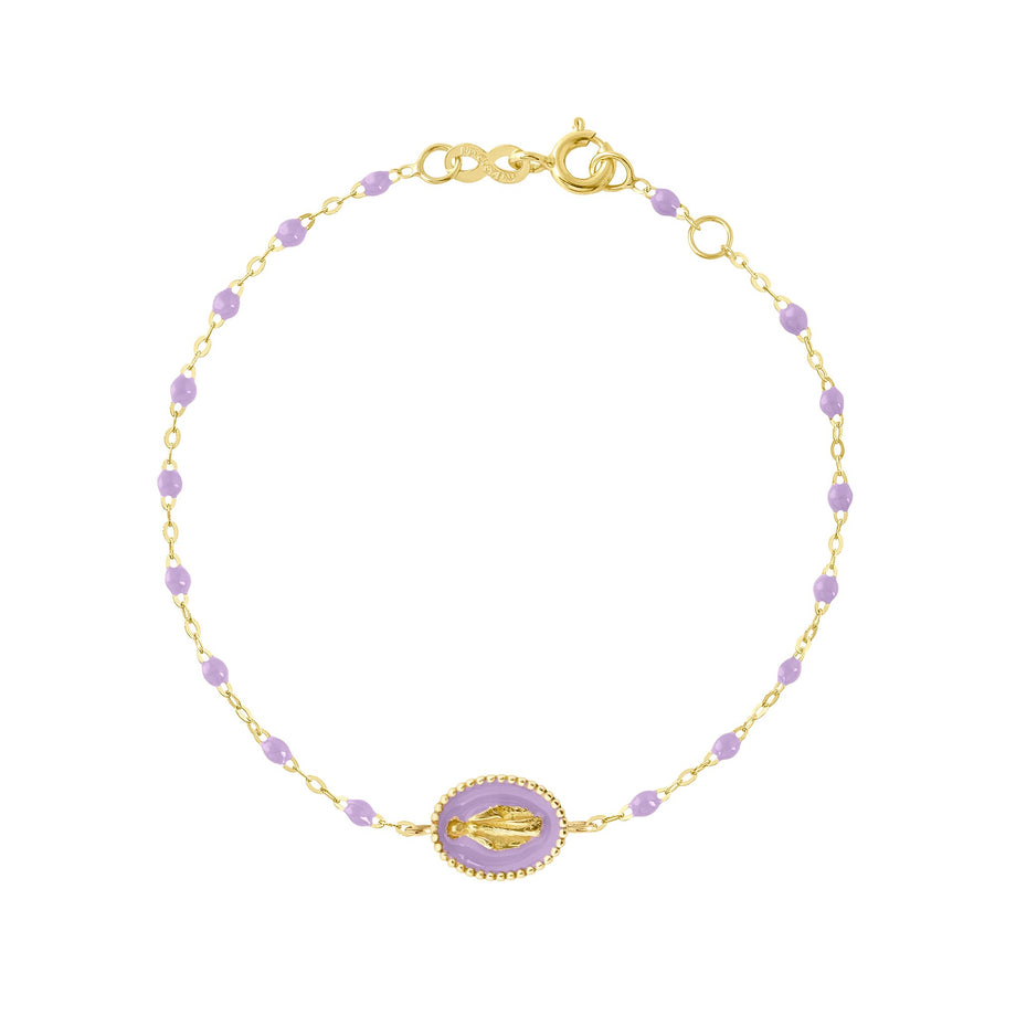 Gigi Clozeau - Madone resin charm Classic Gigi Lilac bracelet, Yellow Gold, 6.7