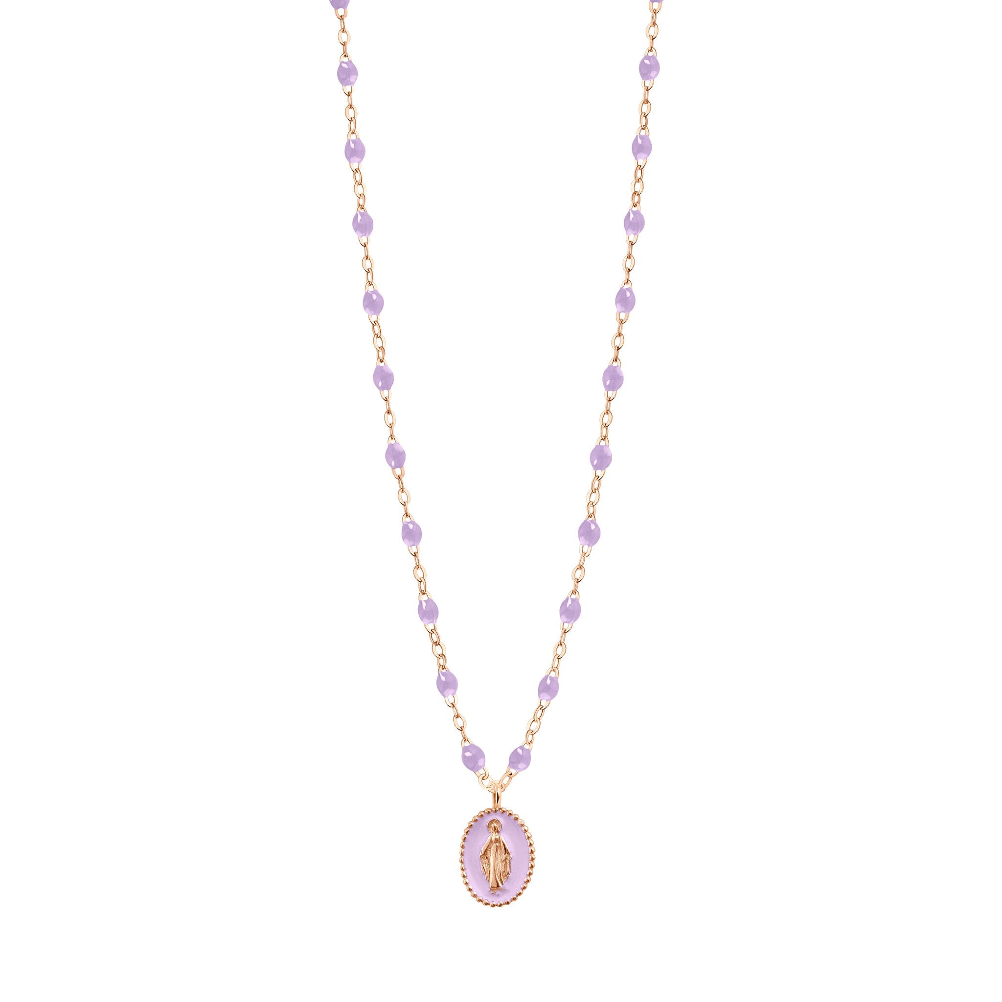 Gigi Clozeau - Madone resin charm Classic Gigi Lilac necklace, Rose Gold, 16.5"