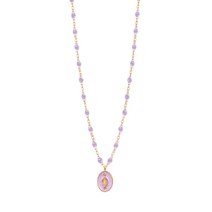 Gigi Clozeau - Madone resin charm Classic Gigi Lilac necklace, Rose Gold, 16.5"