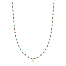 Gigi Clozeau - Mini Gigi Emerald necklace, Rose Gold 1 Diamond, 15.7"