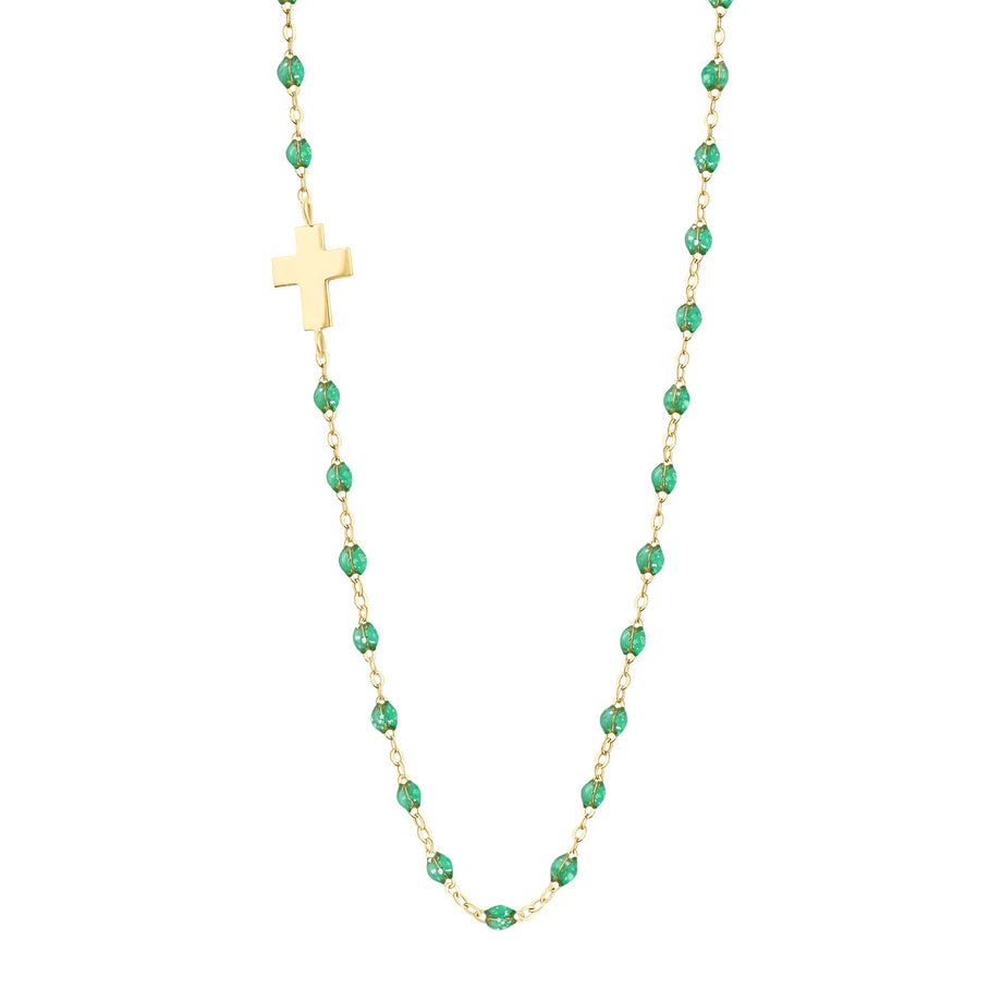 Gigi Clozeau - Side Cross Charm Classic Gigi Mint Necklace, Yellow Gold, 16.5